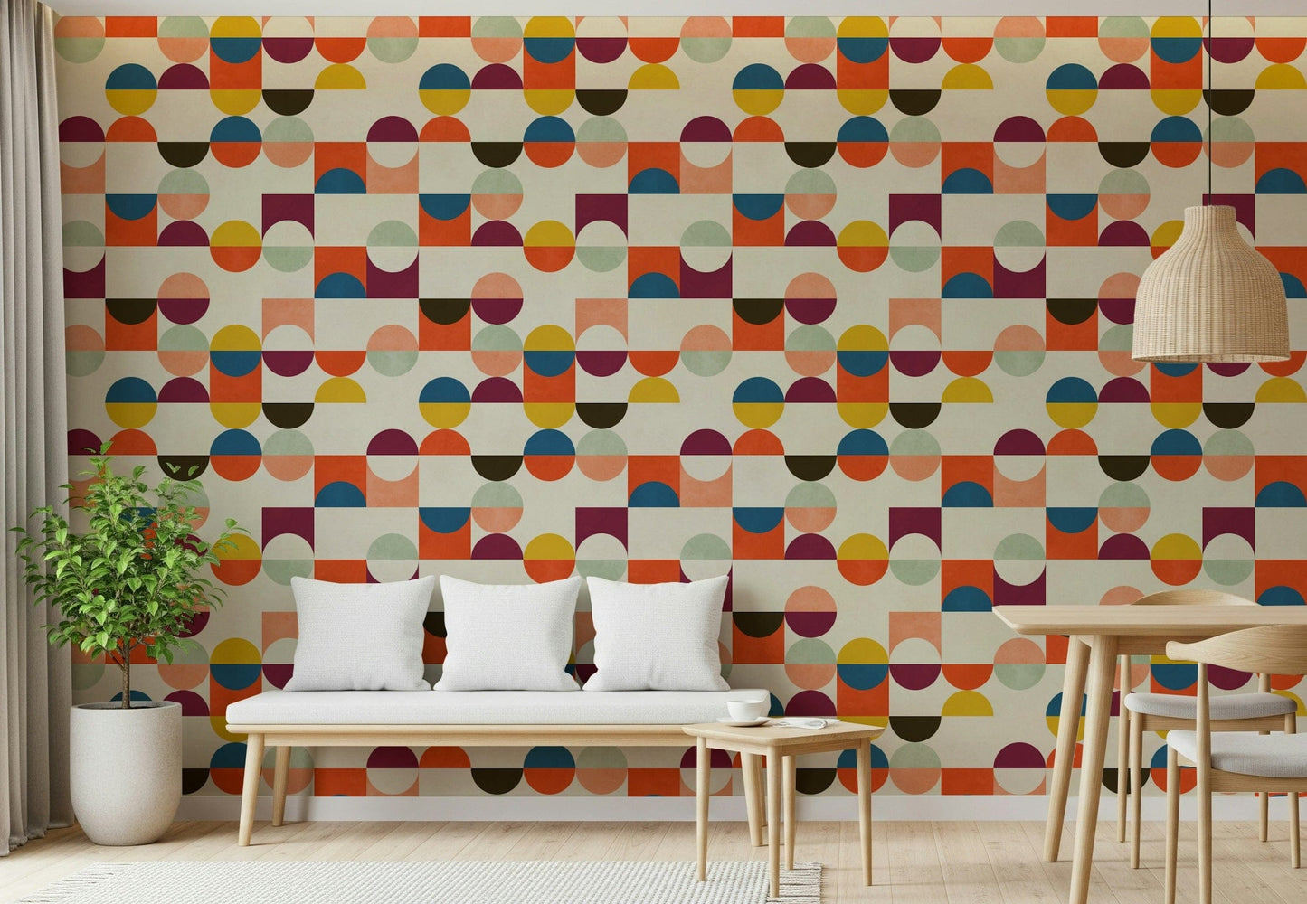 Colorful Retro Geo Harmony wall mural modern pattern