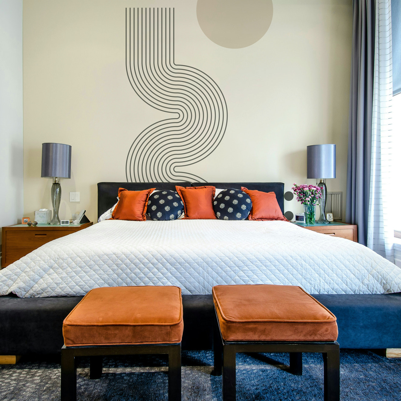 Retro Geometric Flow Wall Mural