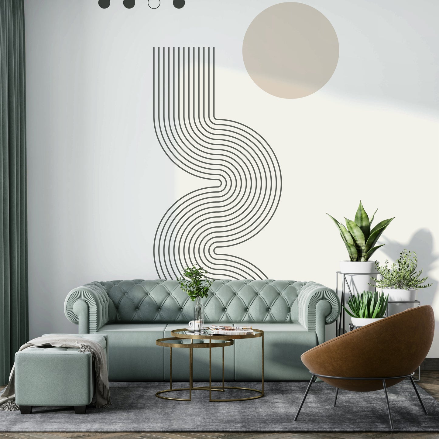 Retro Geometric Flow Wallpaper Mural