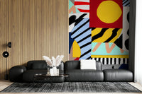A contemplative geometric design wallpaper mural for a feature wall.

