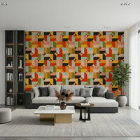 Vibrant Harvest Moon wallpaper stylish square arrangements.