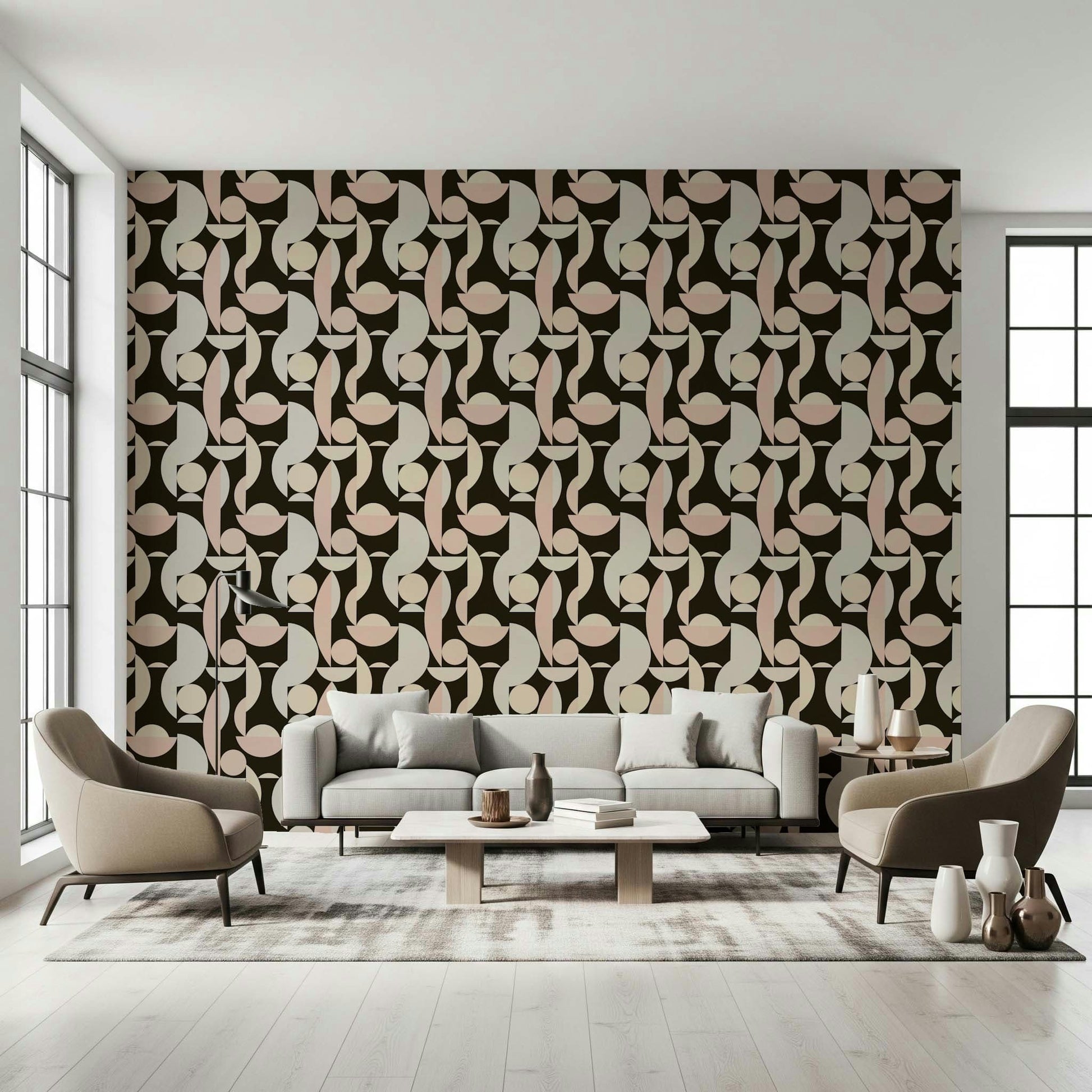 Bold abstract wallpaper with curved lines