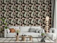 Statement geometric wallpaper in earthy hues