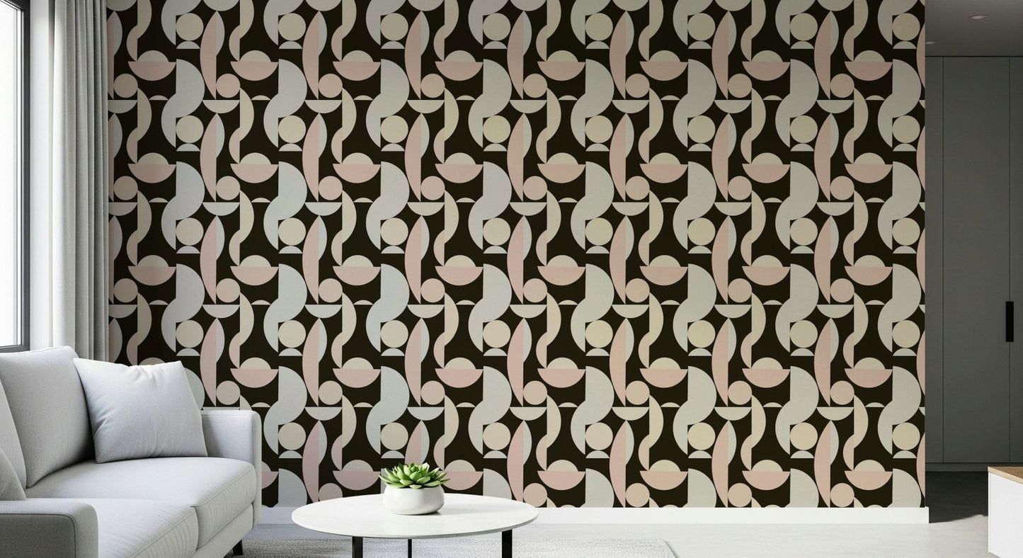 Contemporary retro wallpaper in neutral mix