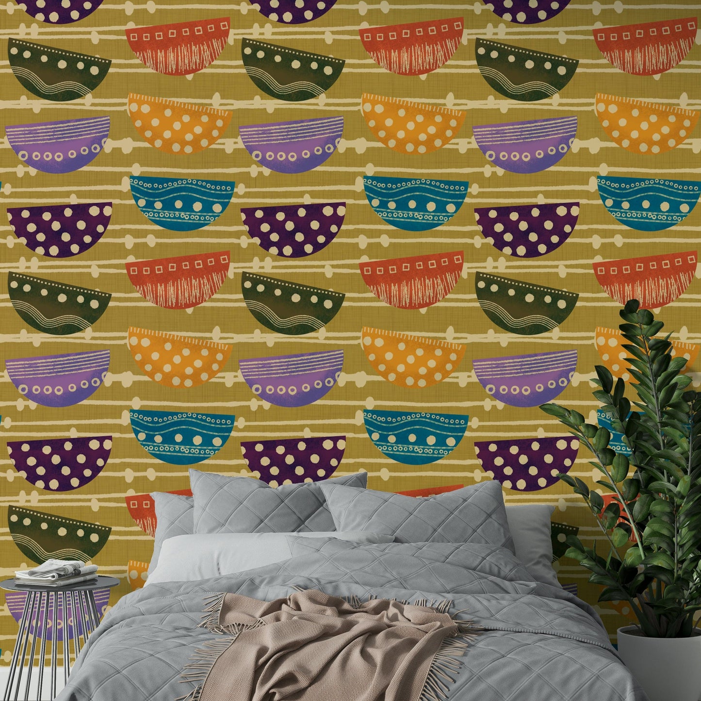 Retro Bowls jewel tone wallpaper