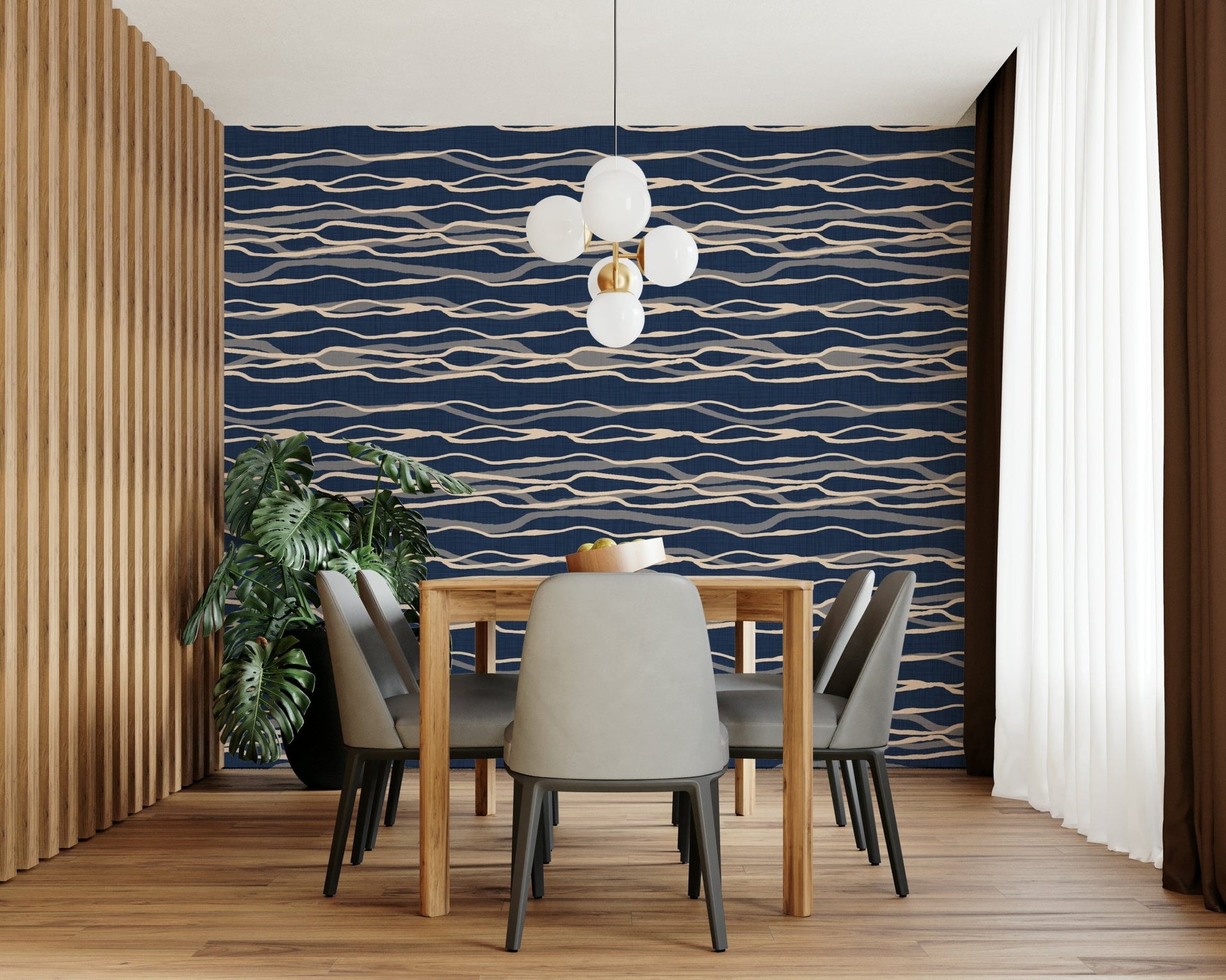 Retro-style stripe wallpaper for bathroom
