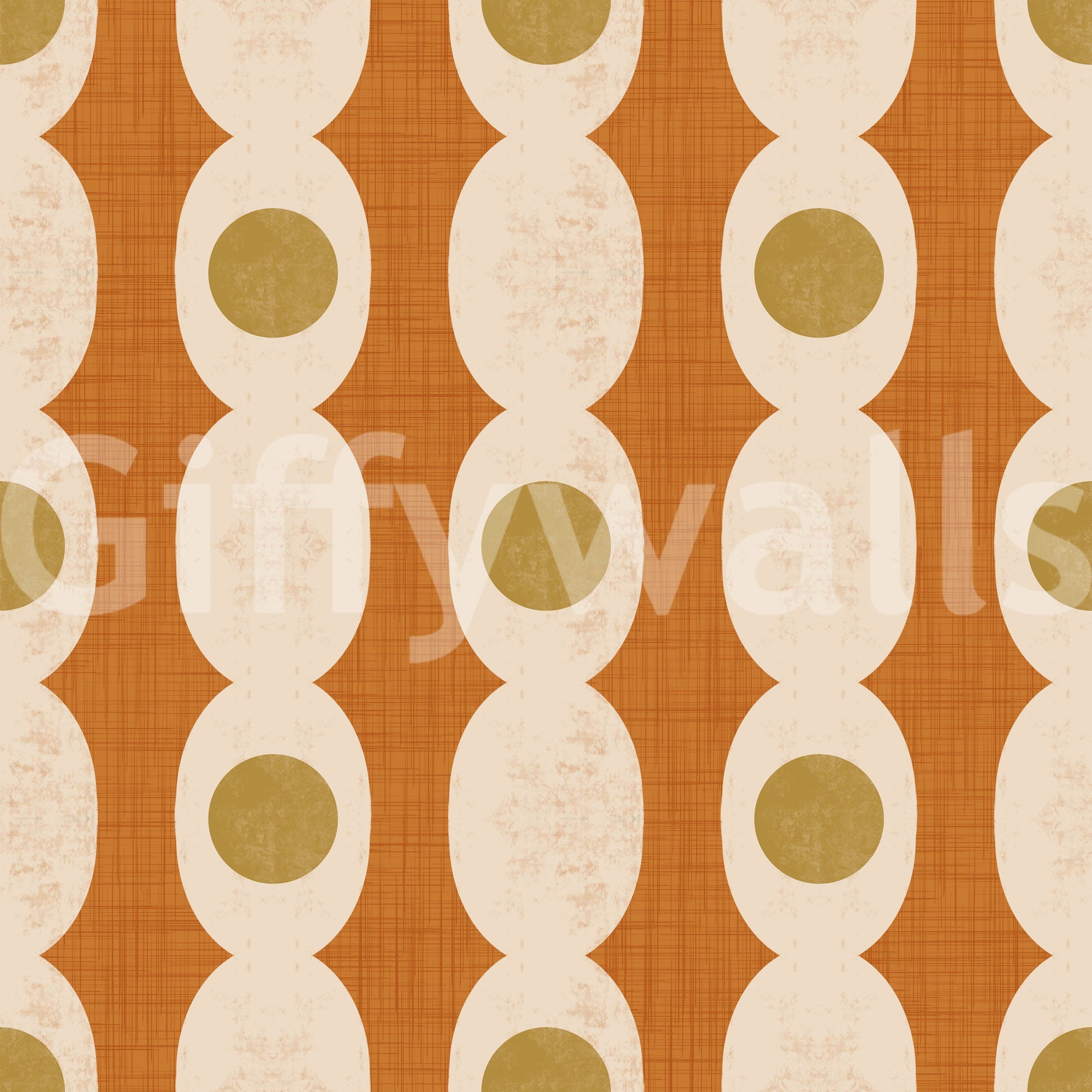 Classic mid-century shapes arranged in a clean, minimalist wallpaper design.