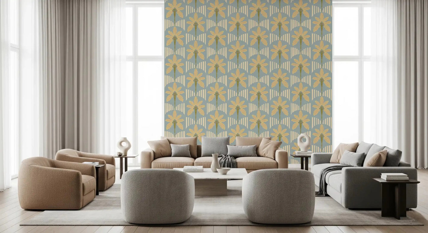 Retro Palm Oasis Pattern Wallpaper⁠