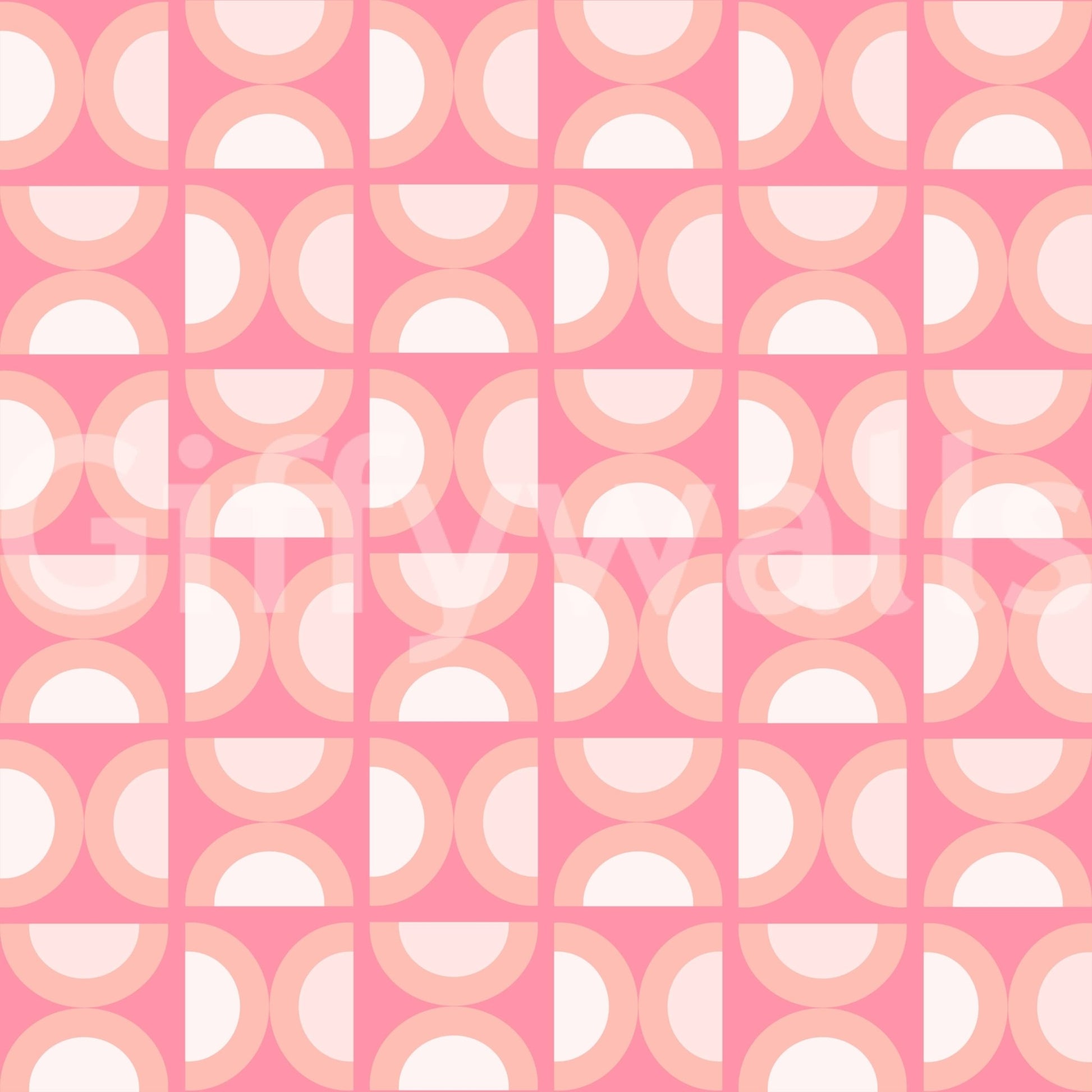 Retro Peach Arcs Wall Mural in soft peach and pink tones.