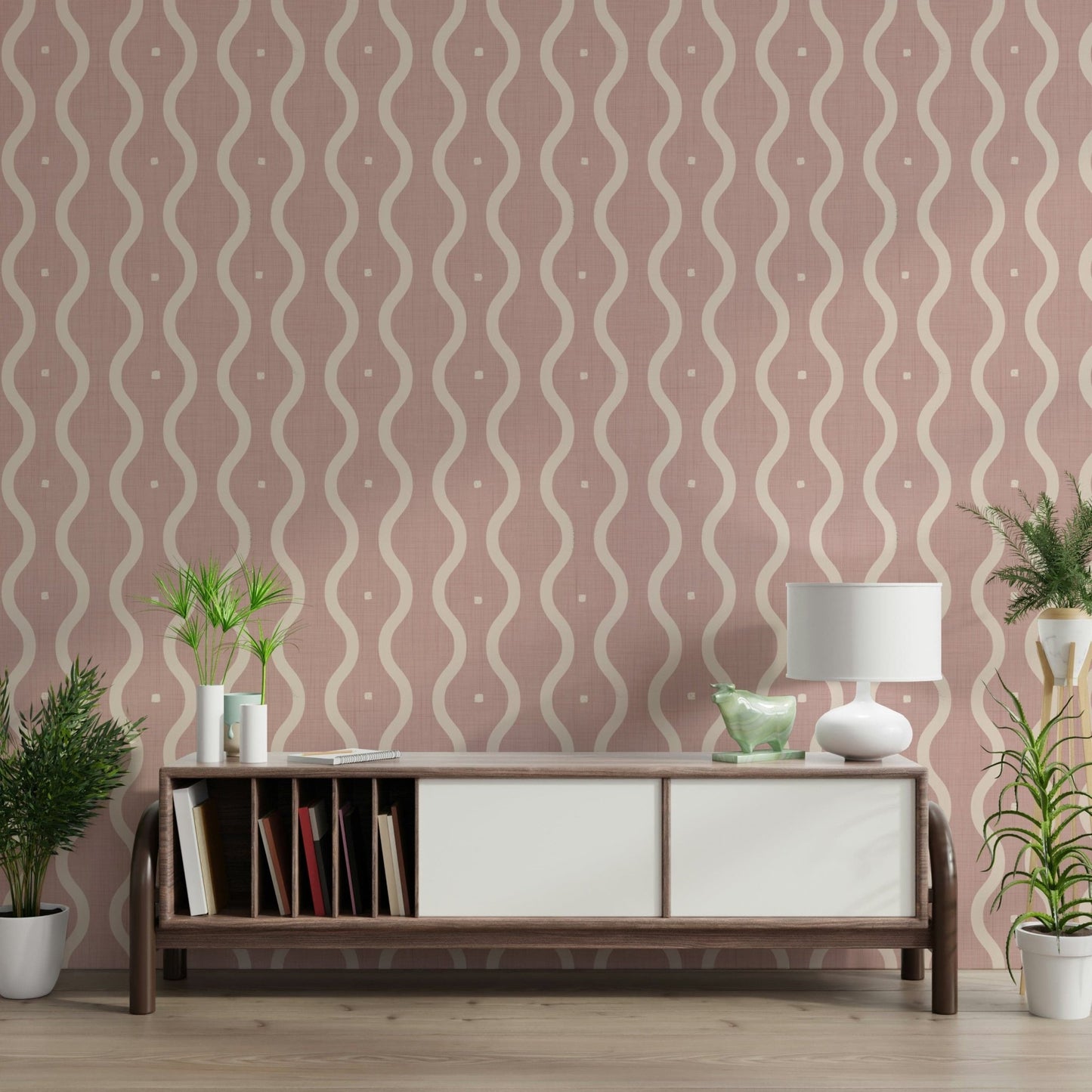 Bespoke wall design, creamy white waves, wallpaper for walls.