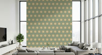 Retro Radiance pattern, textured look, soft olive background, beige-yellow accents.
