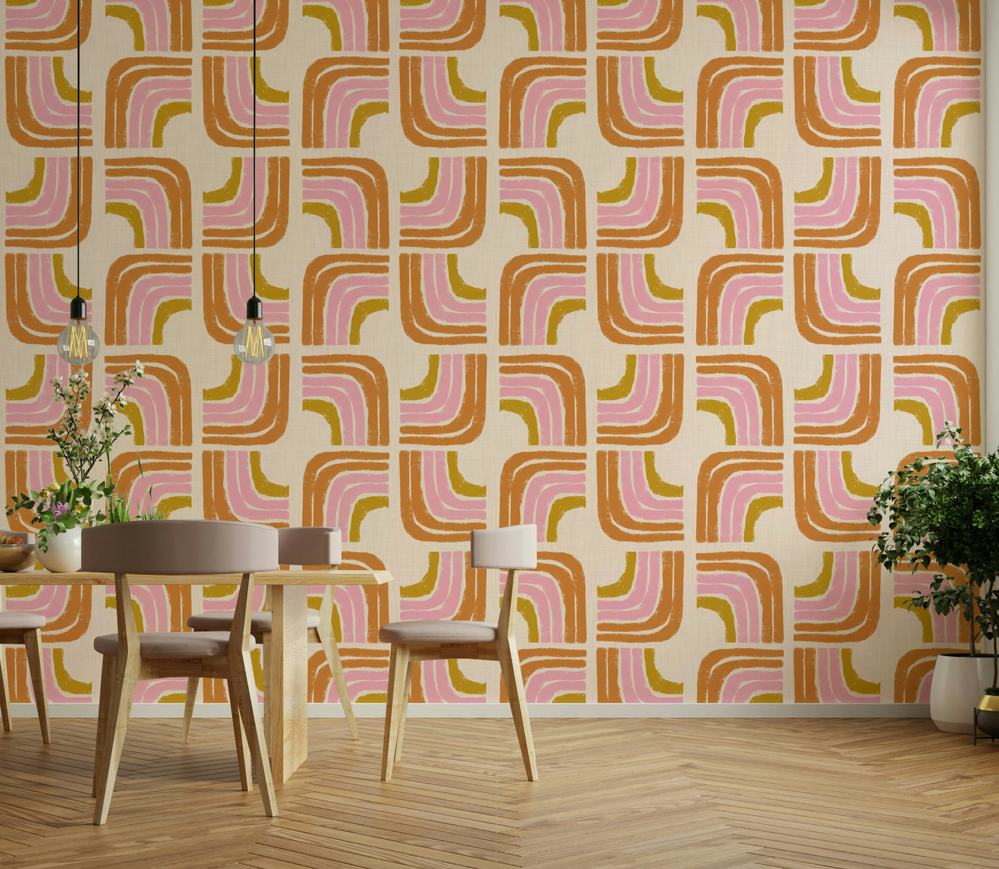 Bold geometric mural wallpaper

