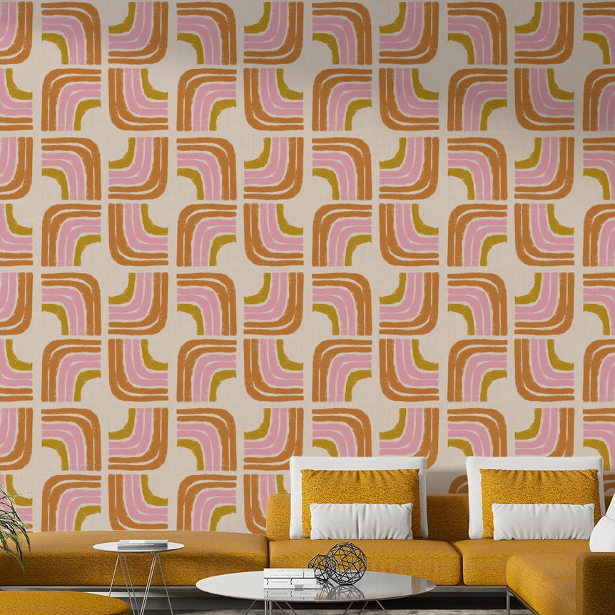 Retro rainbow arc wall mural