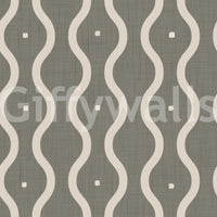 Vintage 70s aesthetic Retro Rhythm Taupe peel stick wallpaper stylish living area