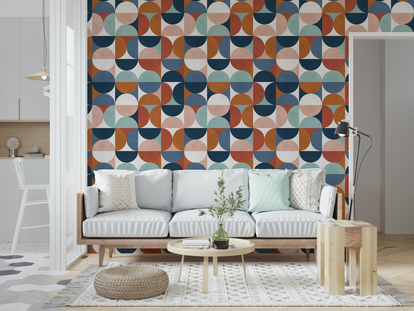 Vintage inspired circle grid wallpaper pattern