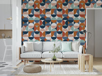 Vintage inspired circle grid wallpaper pattern
