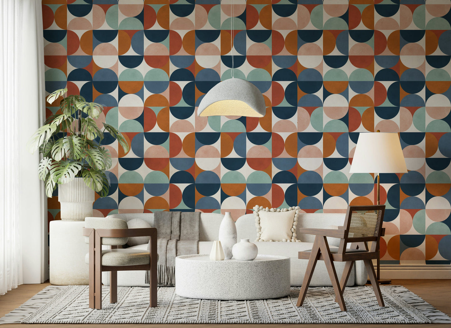 Stylish Retro Rhythm wallpaper geometric art vibrant colors.