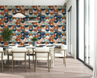 Unique Retro Rhythm pattern wall mural aesthetic design.