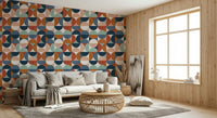 Peel and stick wallpaper Retro Rhythm mid-century shapes.