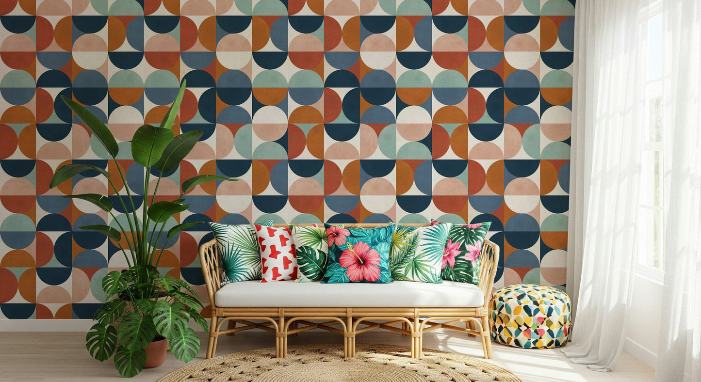 Retro Rhythm wallpaper for walls abstract geometric design.