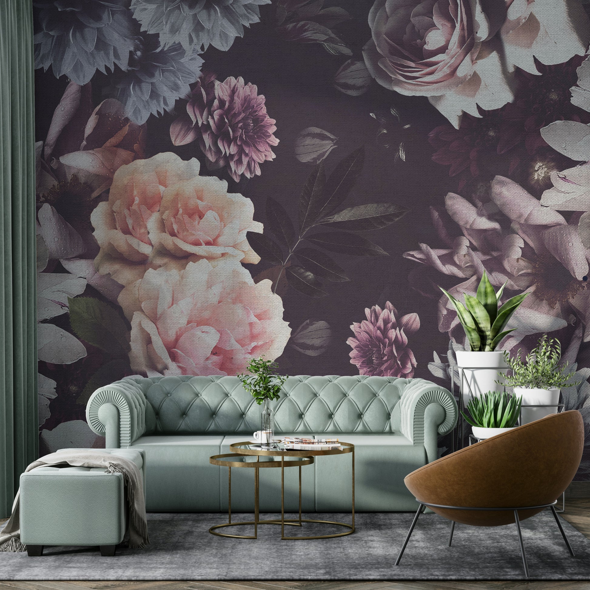 Moody flower wall mural

