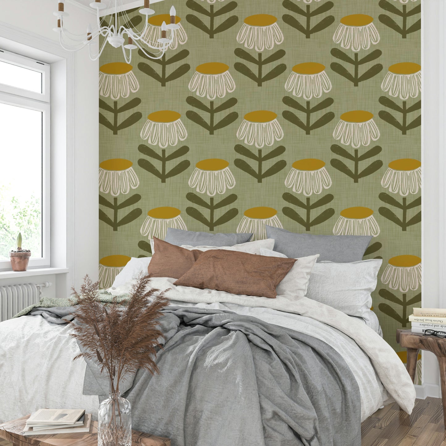 Vintage floral mural wallpaper

