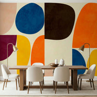 A contemplative geometric design wallpaper mural for a feature wall.