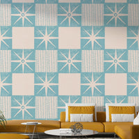 Retro minimalist mid-century blue wallpaper design

