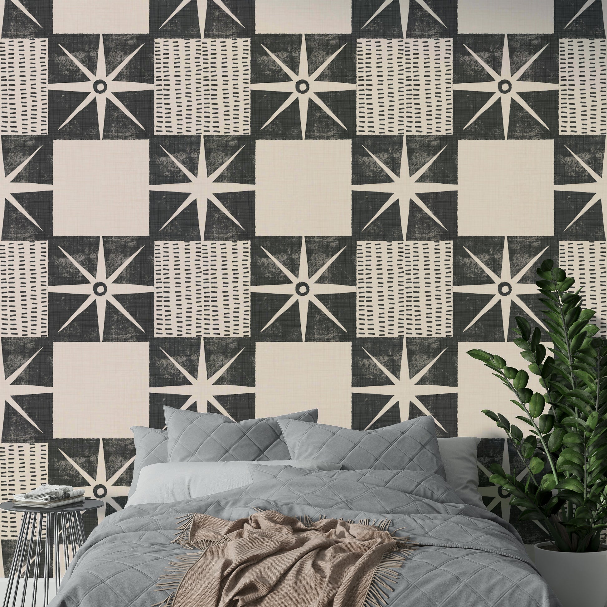 Retro minimalist starburst wallpaper for walls

