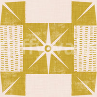 Retro Starburst Quilt Block - Minimalist Mid Century Mustard Yellow Wallpaper⁠