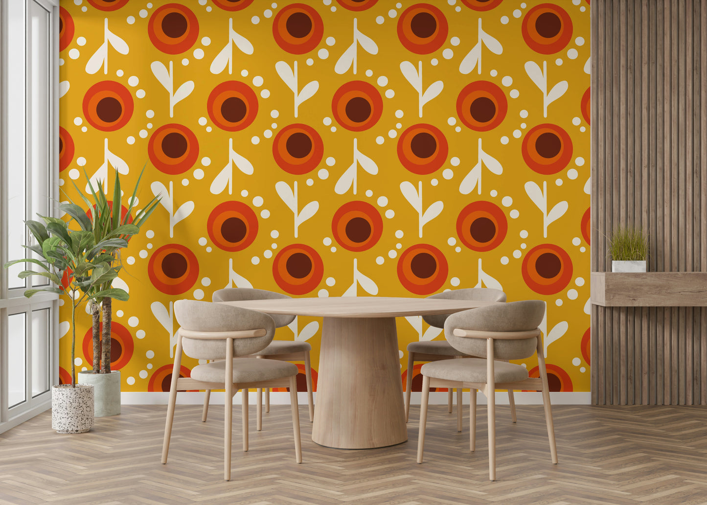 Retro bloom pattern with warm colors

