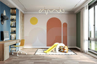 Sunset art mural with vintage beachy atmosphere