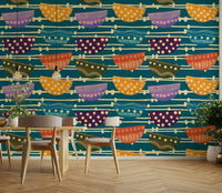 Retro Bowls Mid-century wall mural