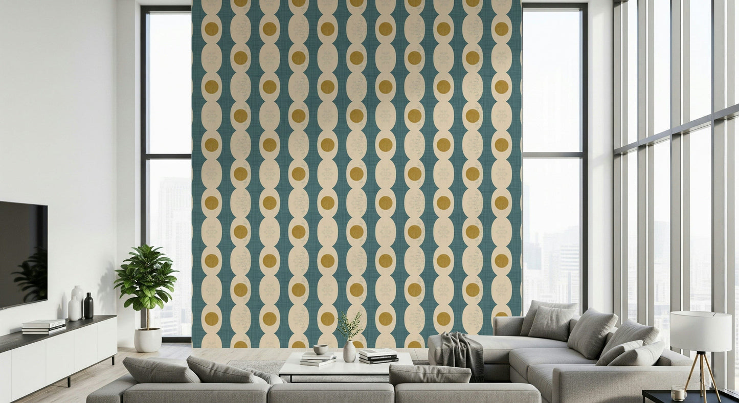 Modern-retro fusion wallpaper with dynamic geometric elements.