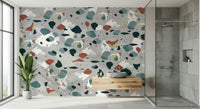 An artistic minimalist form mural for home decor.