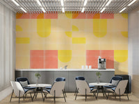 Classic geometric tile arrangement in bright, lively hues

