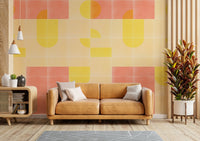Vintage-inspired geometric tile wallpaper adding charm

