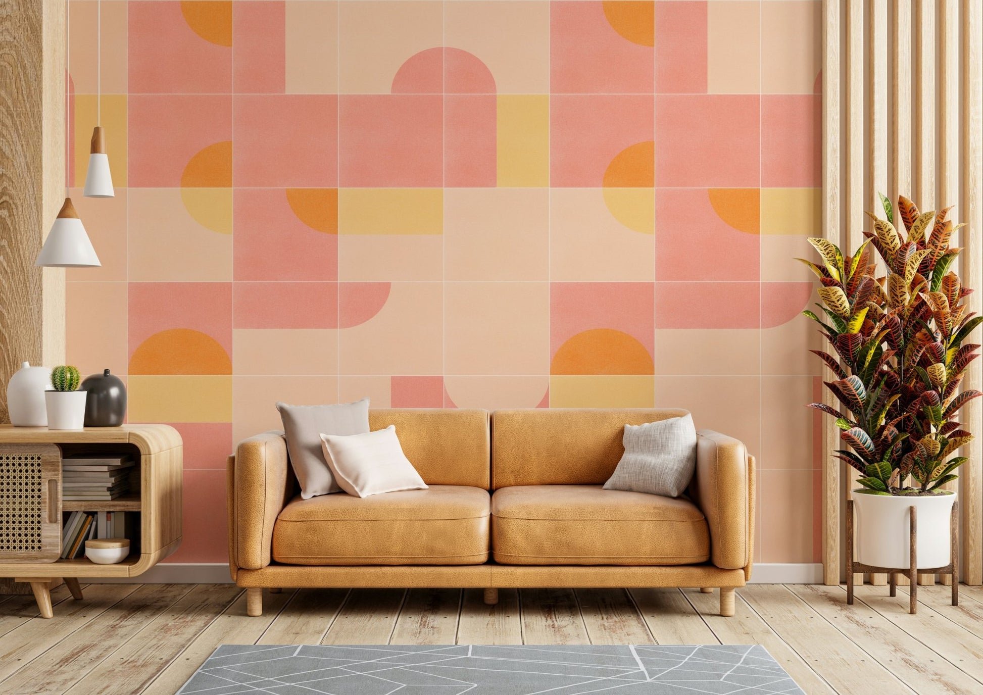 Retro Tiles 02 mural with colorful, playful tile designs

