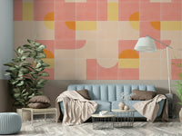 Lively and colorful retro tile mural adding energy to any space

