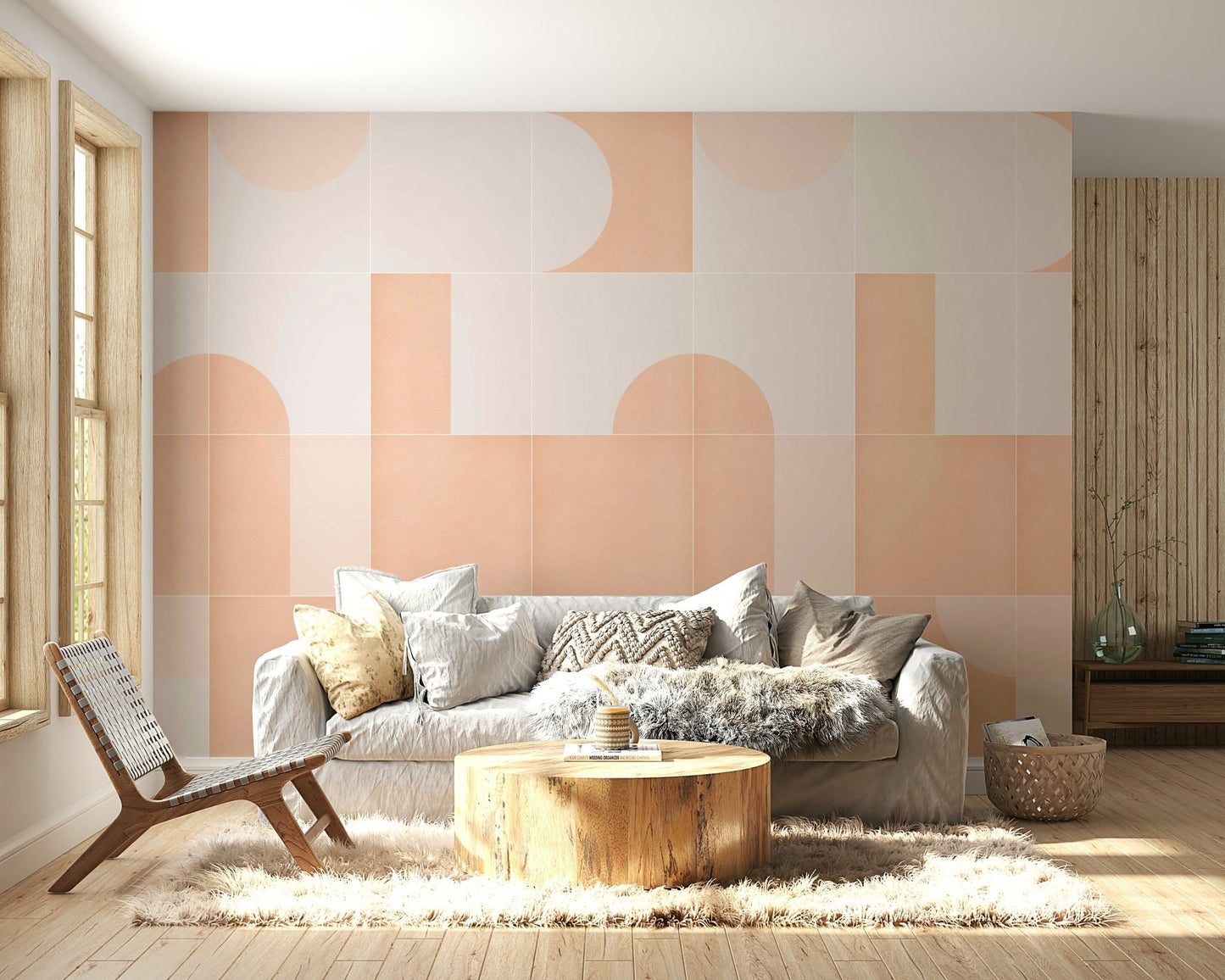 Bold geometric retro tiles for a unique, vibrant wall design

