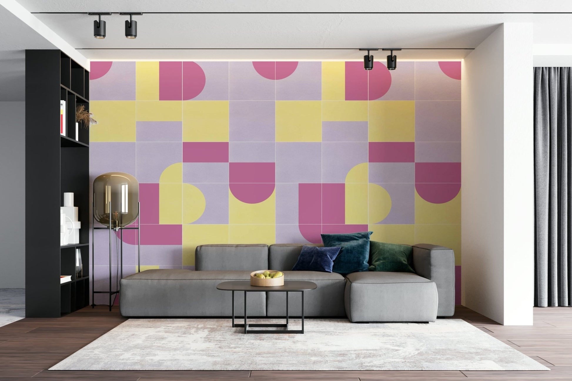 Nostalgic square tile print wallpaper

