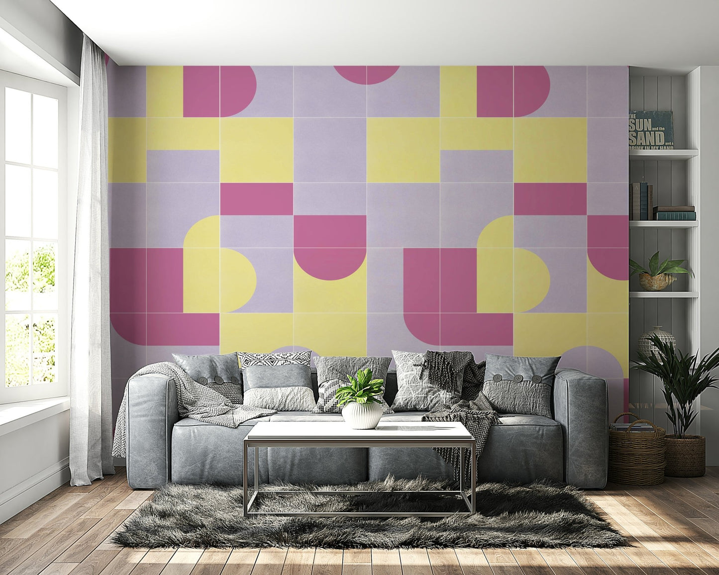 Old-style wallpaper with tile pattern

