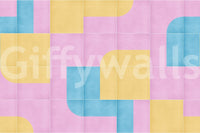 Neutral patchwork tile mural wallpaper

