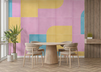 Faded rose and olive tile wallpaper

