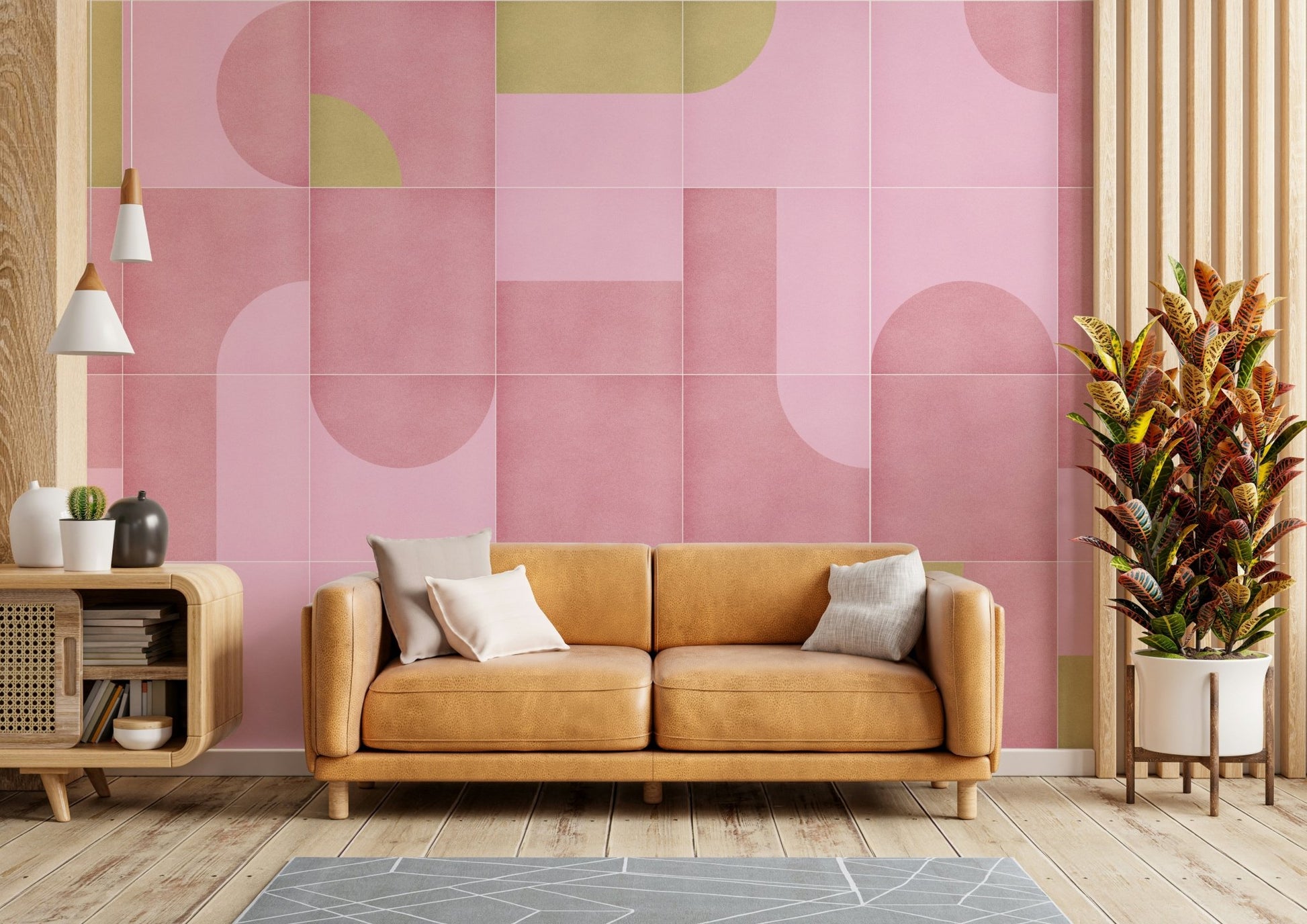 Nostalgic tile grid wall design

