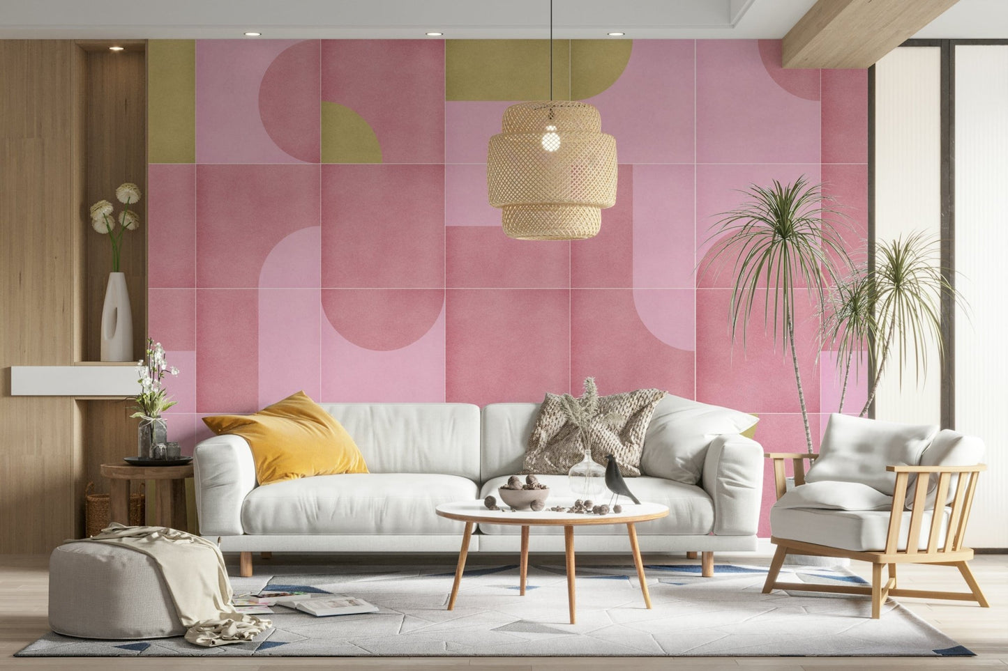 Soft retro tile pattern wall mural

