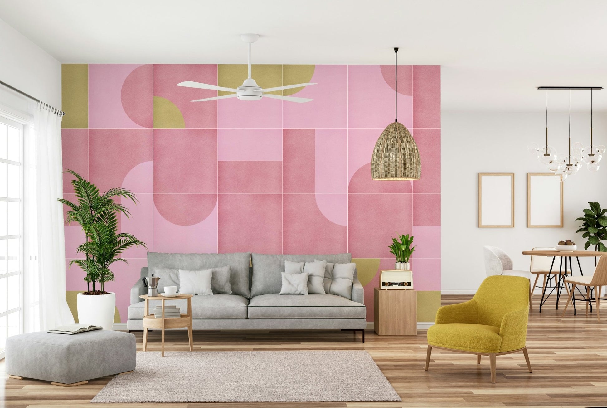 Light blue tile mural wallpaper

