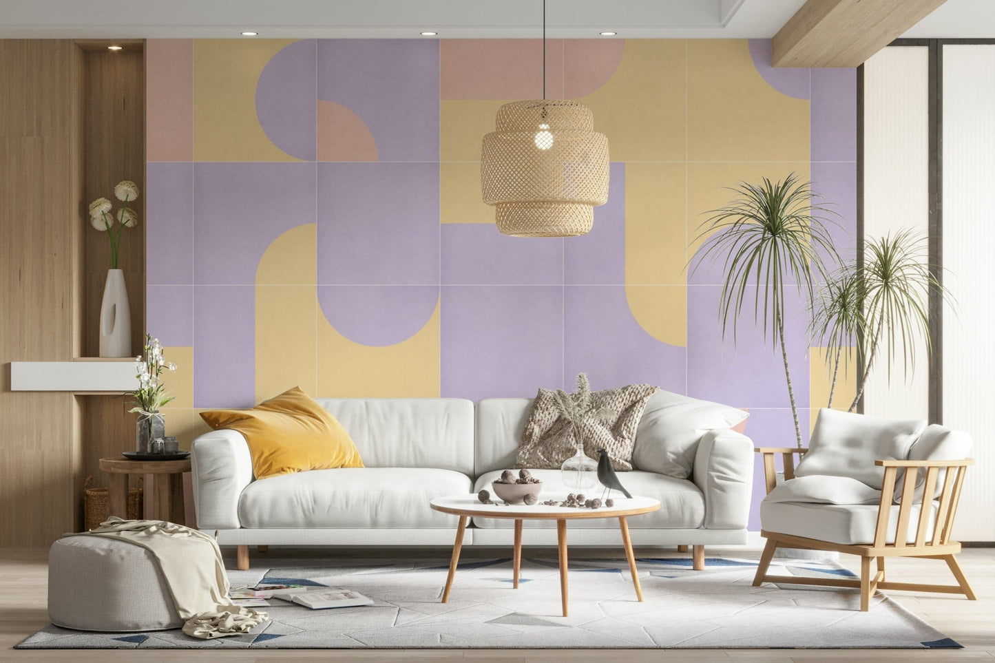Retro tile design in warm soft colors

