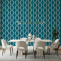 Captivating Retro Waves Teal mural mid-century style home.