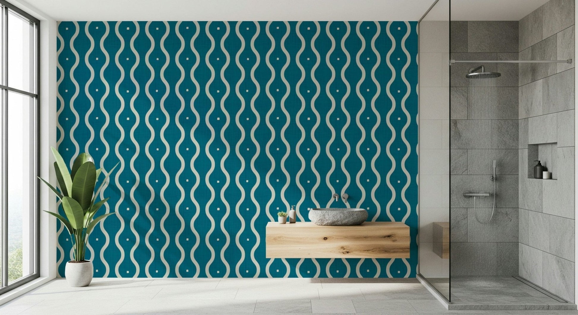 Retro Waves Teal groovy wall decor contemporary vibe.